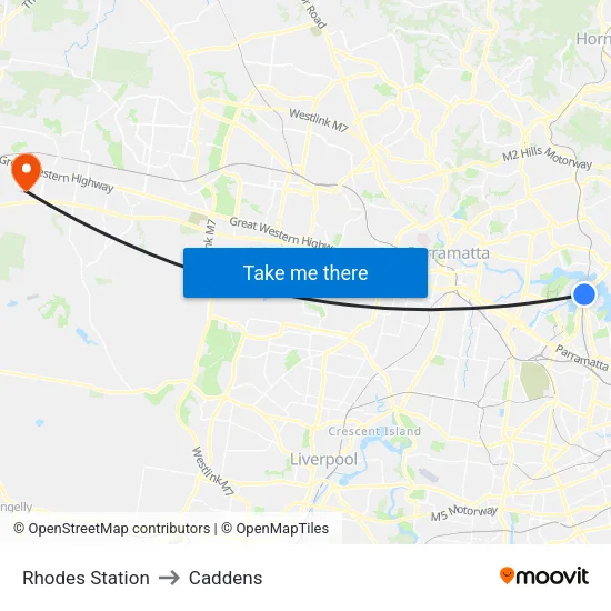 Rhodes Station to Caddens map
