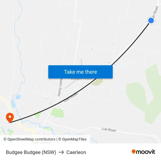 Budgee Budgee (NSW) to Caerleon map