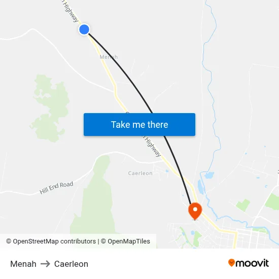 Menah to Caerleon map