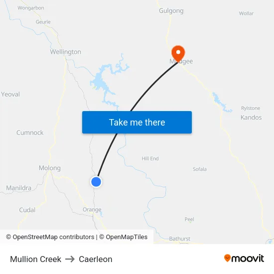 Mullion Creek to Caerleon map