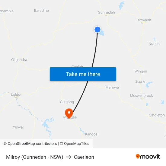 Milroy (Gunnedah - NSW) to Caerleon map
