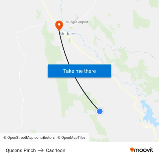 Queens Pinch to Caerleon map