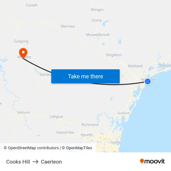 Cooks Hill to Caerleon map