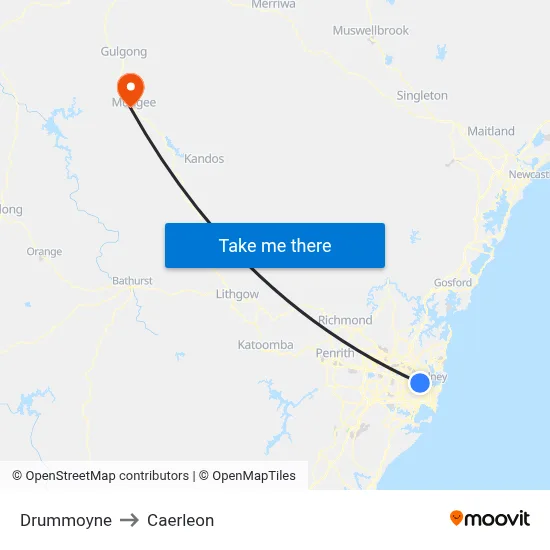 Drummoyne to Caerleon map