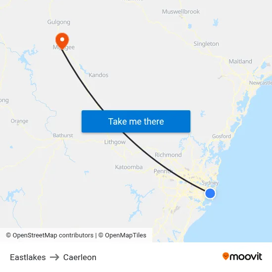 Eastlakes to Caerleon map