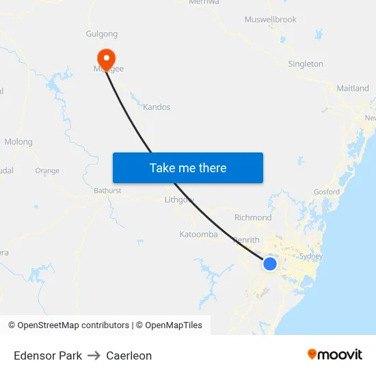 Edensor Park to Caerleon map