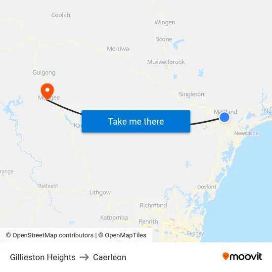 Gillieston Heights to Caerleon map