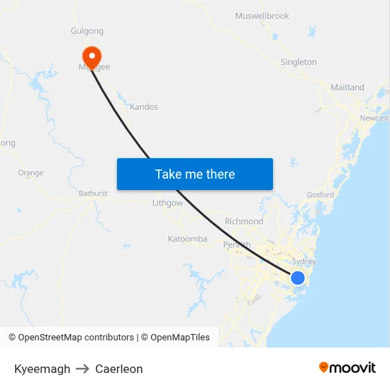 Kyeemagh to Caerleon map