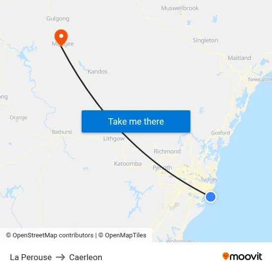 La Perouse to Caerleon map