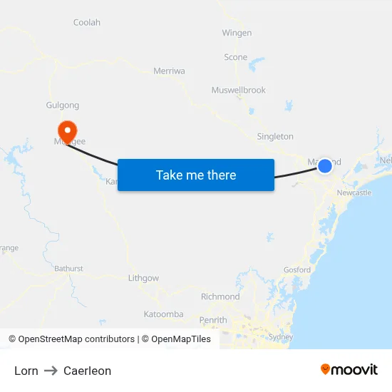 Lorn to Caerleon map