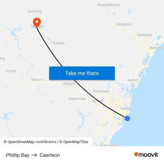 Phillip Bay to Caerleon map