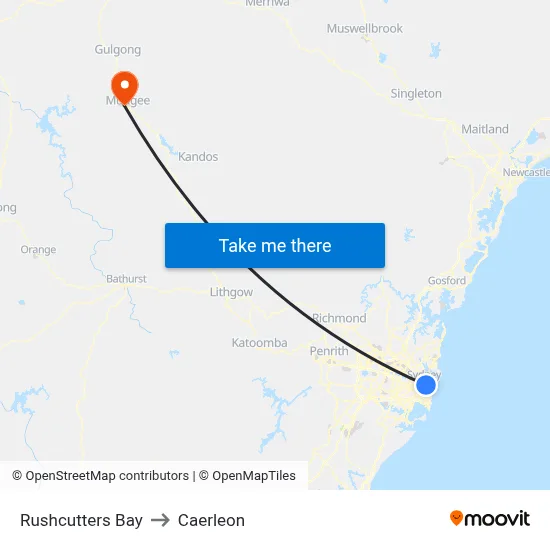 Rushcutters Bay to Caerleon map