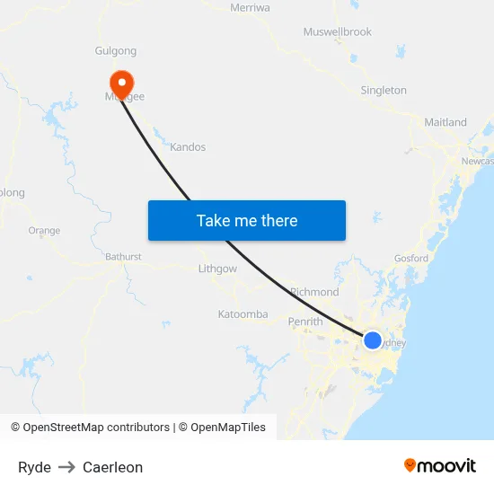 Ryde to Caerleon map