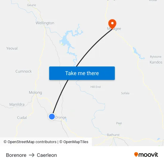 Borenore to Caerleon map