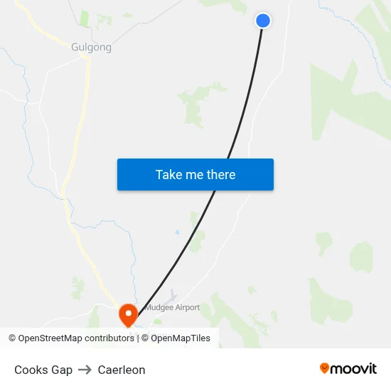 Cooks Gap to Caerleon map