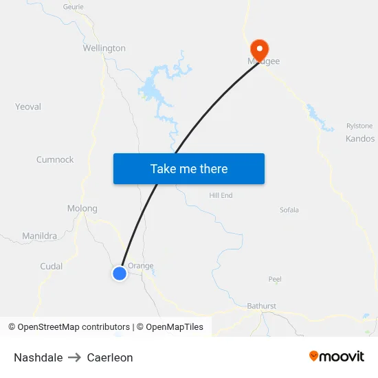 Nashdale to Caerleon map