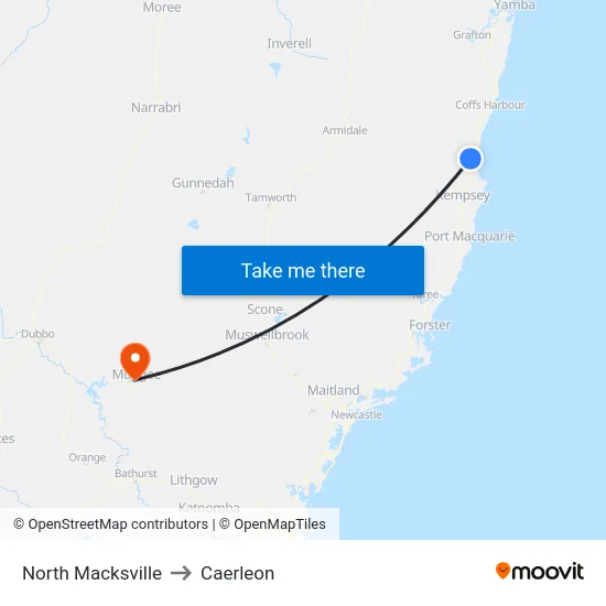 North Macksville to Caerleon map