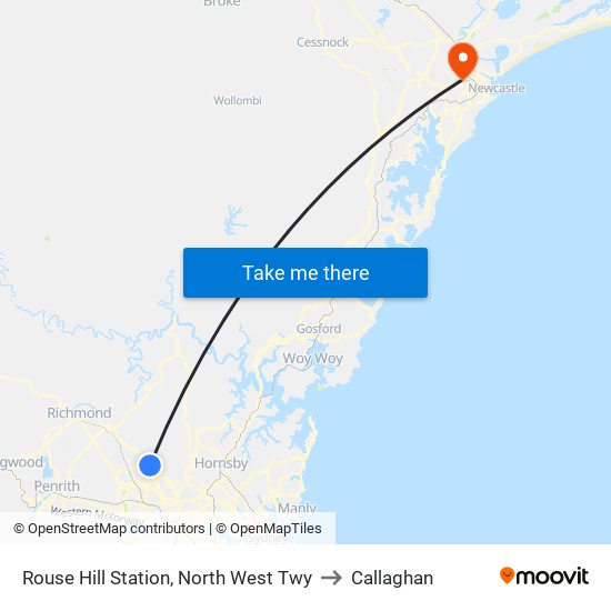 Rouse Hill Station, North West Twy to Callaghan map