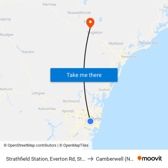 Strathfield Station, Everton Rd, Stand B to Camberwell (NSW) map