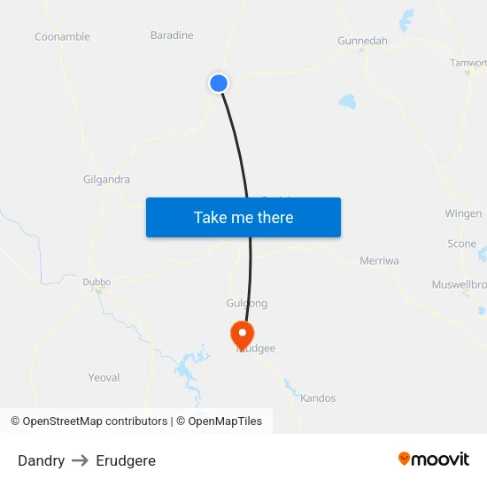 Dandry to Erudgere map