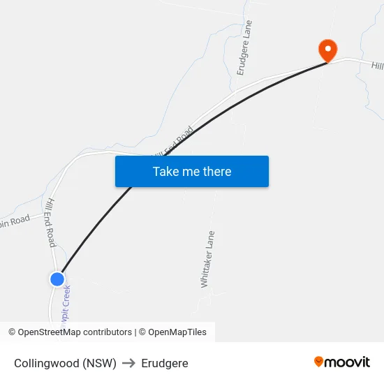 Collingwood (NSW) to Erudgere map