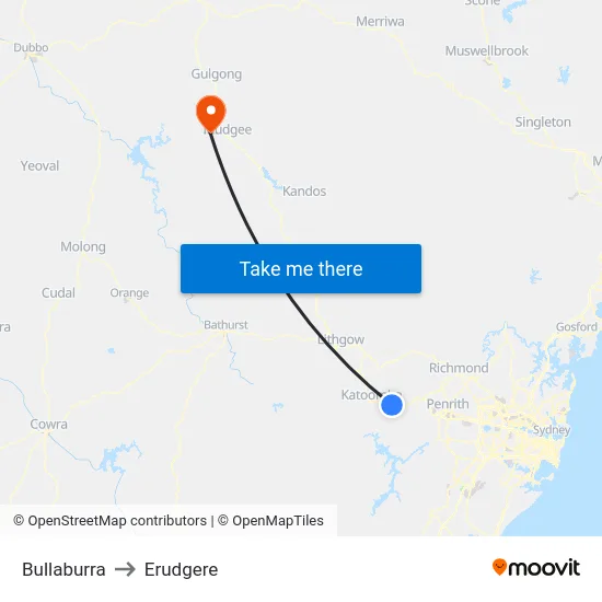 Bullaburra to Erudgere map