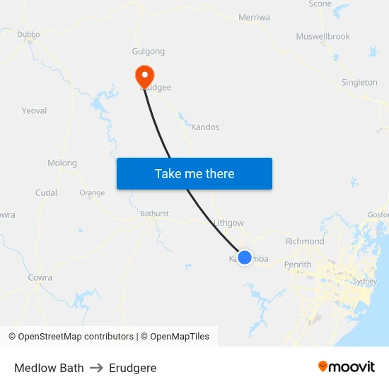 Medlow Bath to Erudgere map