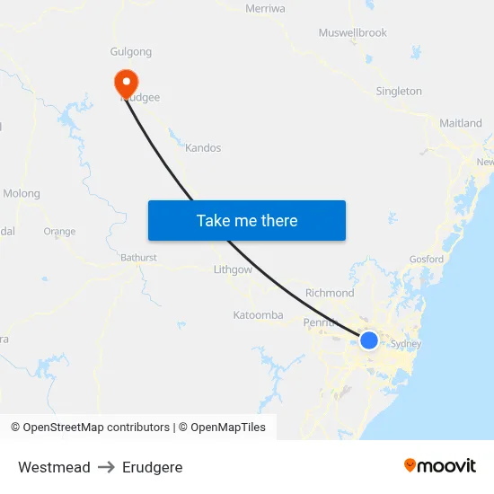 Westmead to Erudgere map