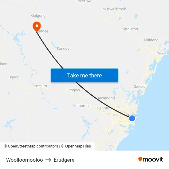 Woolloomooloo to Erudgere map