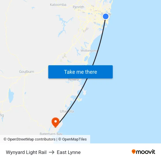 Wynyard Light Rail to East Lynne map