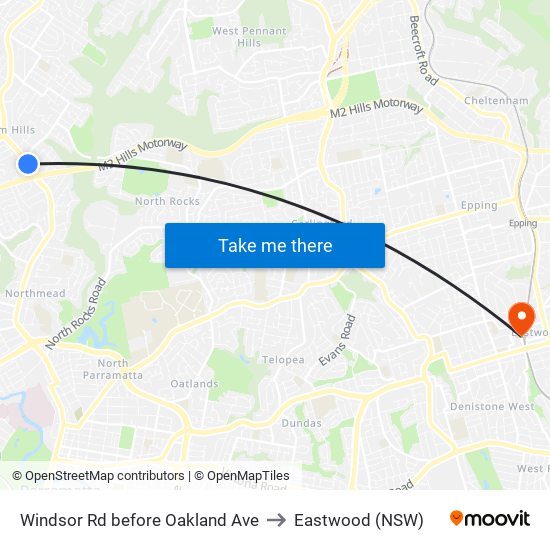 Windsor Rd before Oakland Ave to Eastwood (NSW) map