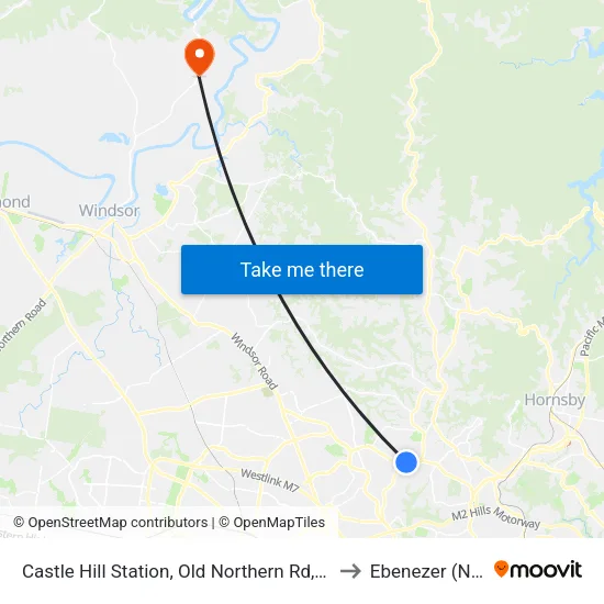 Castle Hill Station, Old Northern Rd, Stand A to Ebenezer (NSW) map