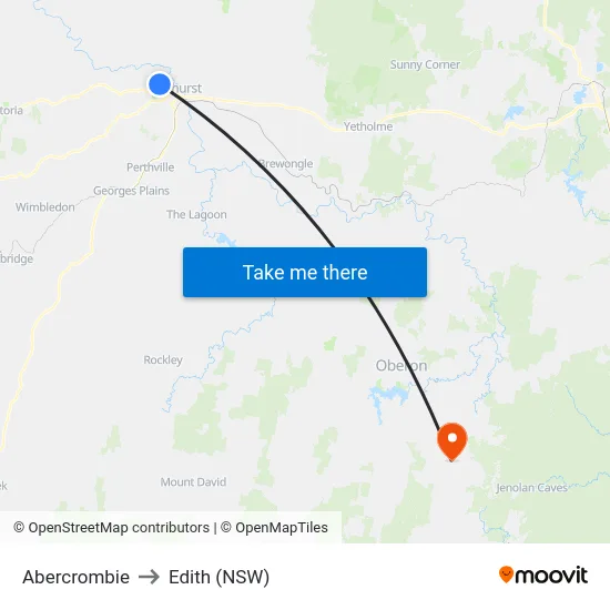 Abercrombie to Edith (NSW) map