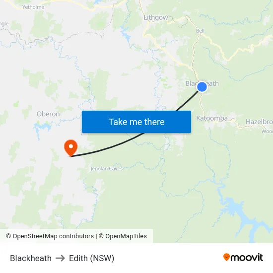 Blackheath to Edith (NSW) map