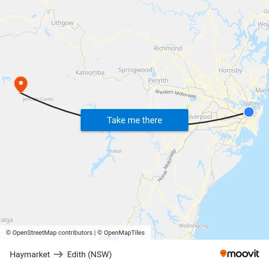 Haymarket to Edith (NSW) map