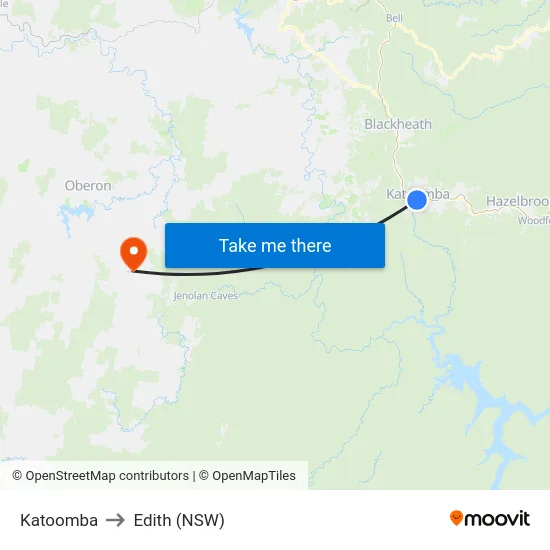 Katoomba to Edith (NSW) map