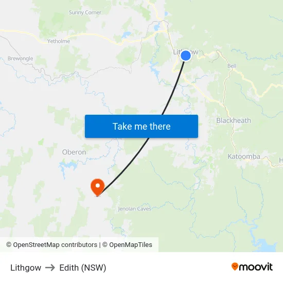 Lithgow to Edith (NSW) map
