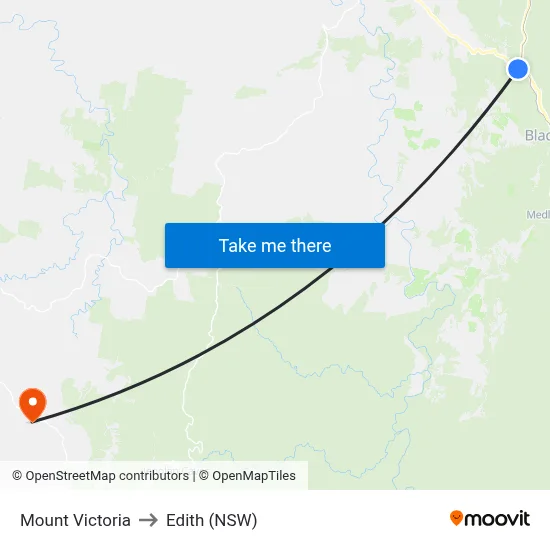 Mount Victoria to Edith (NSW) map