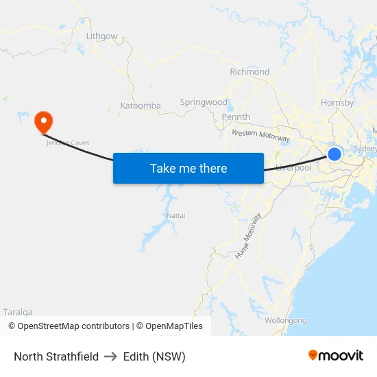 North Strathfield to Edith (NSW) map