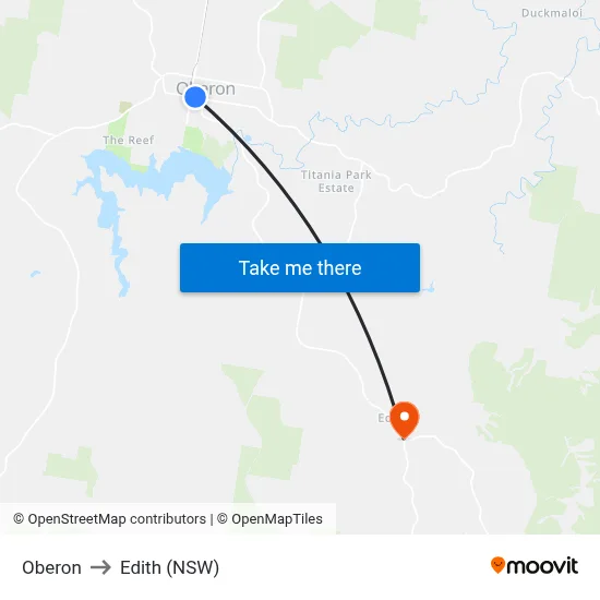 Oberon to Edith (NSW) map