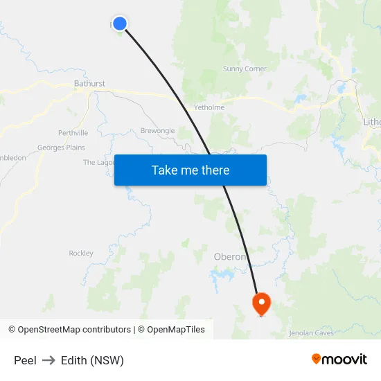 Peel to Edith (NSW) map