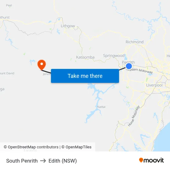 South Penrith to Edith (NSW) map