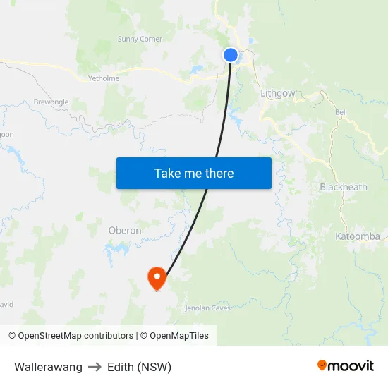 Wallerawang to Edith (NSW) map
