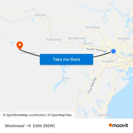 Westmead to Edith (NSW) map