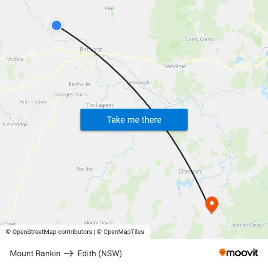Mount Rankin to Edith (NSW) map