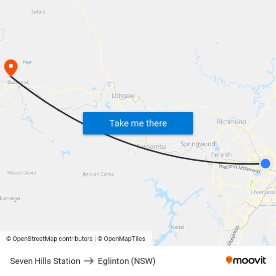 Seven Hills Station to Eglinton (NSW) map