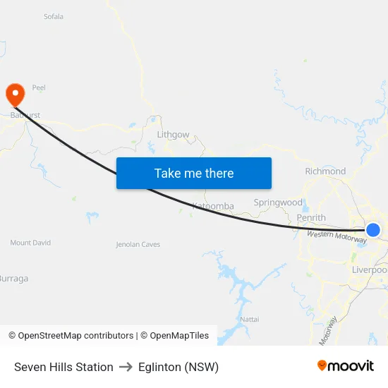 Seven Hills Station to Eglinton (NSW) map