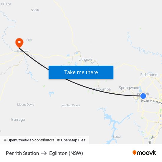 Penrith Station to Eglinton (NSW) map