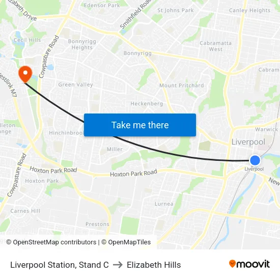 Liverpool Station, Stand C to Elizabeth Hills map