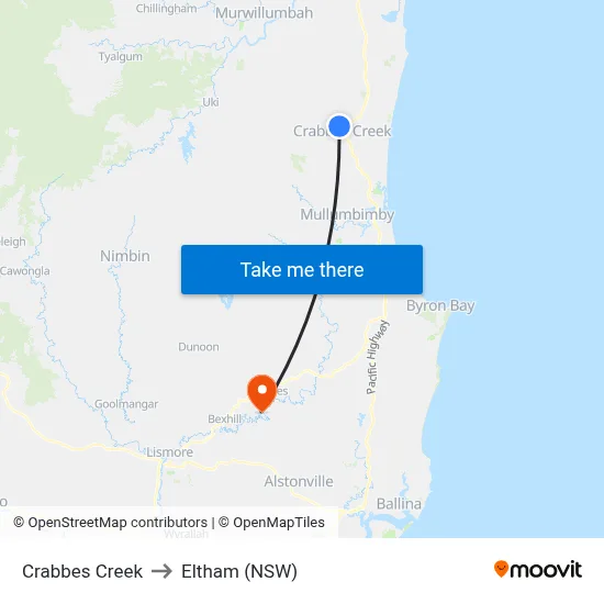 Crabbes Creek to Eltham (NSW) map